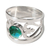 Chrysocolla cocktail ring, 'Inseparable Love' - Unique Heart Shaped Sterling Silver Band Chrysocolla Ring