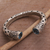 Blue topaz cuff bracelet, 'Borobudur Dew' - Blue Topaz and Sterling Silver Borobudur Motif Cuff Bracelet (image 2) thumbail