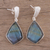 Labradorite dangle earrings, 'Dark Romance' - 34 Carat Labradorite and Sterling Silver Post Earrings (image 2) thumbail