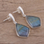 Labradorite dangle earrings, 'Dark Romance' - 34 Carat Labradorite and Sterling Silver Post Earrings (image 2c) thumbail