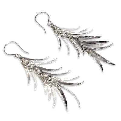 Sterling silver waterfall earrings, 'Ginger Flower' - Handcrafted Balinese Silver Waterfall Earrings