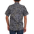 Men's cotton batik shirt, 'Borneo Slate' - Men's Green and Black Short Sleeves Cotton Batik Shirt