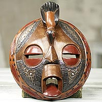 Circular West African Mask Handcrafted and Painted - Rescued | NOVICA