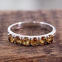 Citrine cocktail ring, 'Forever Sunshine' - Fair Trade jewellery India Sterling Silver and Citrine Ring