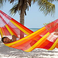 Hammock, 'Tequila Sunrise' (single) - Artisan Crafted Mayan Hammock (Single)