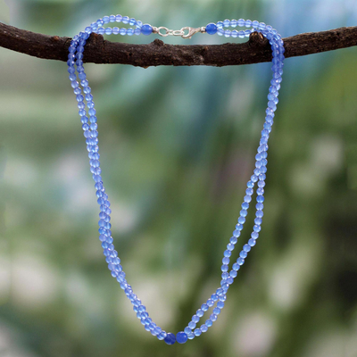 Chalcedony beaded strand necklace, 'Eternally Blue' - Handcrafted Blue Chalcedony Necklace from India