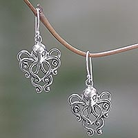 Sterling silver dangle earrings, 'Octopus of the Deep' - Sterling Silver Dangle Earrings Octopus from Indonesia