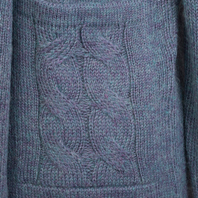 Alpaca blend cardigan, 'Azure Warmth' - Knit Alpaca Blend Cardigan in Azure from Peru