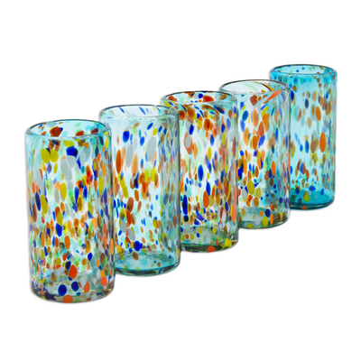 Mundgeblasene Glasbecher, (5er-Set) - Handgefertigte Trinkgläser aus mundgeblasenem Glas (5er-Set)