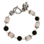 Rose quartz and onyx beaded bracelet, 'Lucky Money Tree' (7 inch) - Beaded Onyx and Rose Quartz Bracelet (7 Inch)