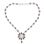 Garnet Y-necklace, 'Crimson Jubilee' - Garnet Floral Necklace from India