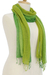 Silk scarf, 'Sour Candy' - Artisan Handwoven Fringed Green Silk Scarf from Thailand (image 2e) thumbail