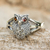 Marcasite and garnet cocktail ring, 'Little Owl' - Thai Garnet and Marcasite Sterling Silver Cocktail Ring (image 2) thumbail