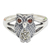 Marcasite and garnet cocktail ring, 'Little Owl' - Thai Garnet and Marcasite Sterling Silver Cocktail Ring thumbail