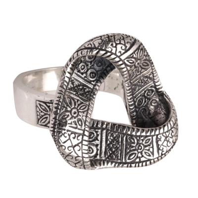 Sterling silver cocktail ring, 'Infinite Songket' - 925 Sterling Silver Infinity Cocktail Ring from Bali