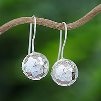Sterling silver drop earrings, 'Disco Style' - Spherical Sterling Silver Drop Earrings from Thailand