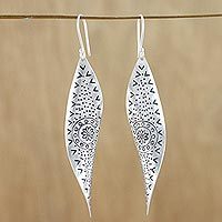 Silver dangle earrings, 'Gentle Breeze' - Handcrafted Karen Silver Dangle Earrings from Thailand