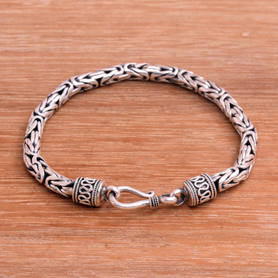 Sterling silver chain bracelet, 'Prambanan' - Women's Handmade Sterling Silver Chain Bracelet