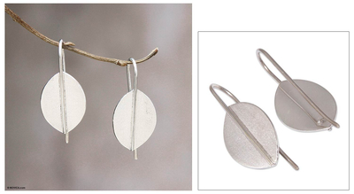 Sterling silver drop earrings, 'Lucky Leaves' - Sterling silver drop earrings