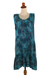 Batik rayon shift dress, 'Turquoise Glyphs' - Sleeveless Rayon Batik Shift Dress in Turquoise Print thumbail