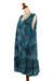 Batik rayon shift dress, 'Turquoise Glyphs' - Sleeveless Rayon Batik Shift Dress in Turquoise Print (image 2b) thumbail