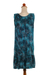 Batik rayon shift dress, 'Turquoise Glyphs' - Sleeveless Rayon Batik Shift Dress in Turquoise Print (image 2c) thumbail