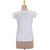 Cotton blend Madhubani t-shirt, 'Flight of Fantasy' - White Cotton Blend T-Shirt with Madhubani Bird Design
