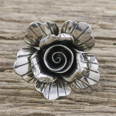 Sterling silver cocktail ring, 'My Jasmine' - Hand Made Sterling Silver Flower Cocktail Ring