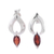 Garnet earrings, 'Anticipation' - Garnet Button Earrings Modern Sterling Silver Jewelry