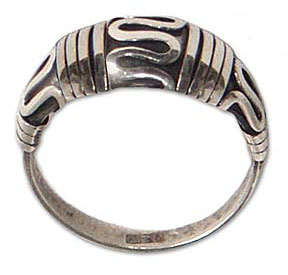 Sterling silver band ring, 'Buddhist' - Sterling Silver Balinese Style Band Ring