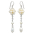 Pearl dangle earrings, 'Offer of Grace' - Bridal Sterling Silver and Pearl Dangle Earrings (image 2a) thumbail