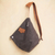 Bolso mochila de algodón con acento de cuero, 'Estilo Arequipa' - Bolso mochila de algodón marrón con acento de cuero de Perú