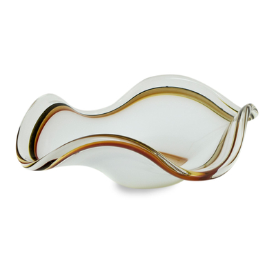 Handgeblasener Tafelaufsatz aus Kunstglas, „Radiant Waves“ – Tafelaufsatz aus mundgeblasenem Kunstglas mit Spiralmotiv