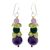 Amethyst and peridot beaded earrings, 'Thai Harmony' - Amethyst and Quartz Dangle Earrings thumbail