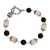 Rose quartz and onyx beaded bracelet, 'Blushing in the Dark' - Sterling Silver Beaded Onyx and Rose Quartz Bracelet