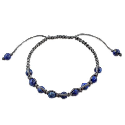 Lapis lazuli Shambhala-style bracelet, 'Truth and Prayer' - Lapis lazuli Shambhala-style bracelet