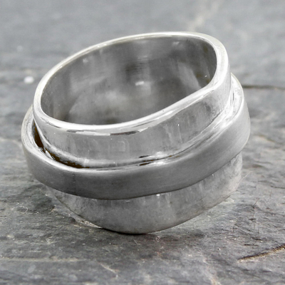 Sterling silver meditation spinner ring, 'Wheel of Existence' - Sterling Silver Spinner Style Band Ring