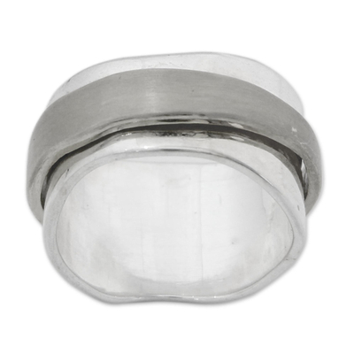 Sterling silver meditation spinner ring, 'Wheel of Existence' - Sterling Silver Spinner Style Band Ring
