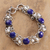 Cultured pearl and lapis lazuli link bracelet, 'Twilight Garden' - Lapis Lazuli and Cultured Pearl Sterling Silver Bracelet