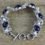 Cultured pearl and lapis lazuli link bracelet, 'Twilight Garden' - Lapis Lazuli and Cultured Pearl Sterling Silver Bracelet