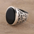 Men's onyx ring, 'Magical Vibes' - Handcrafted Sterling Silver and Onyx Men's Ring from India (image 2) thumbail