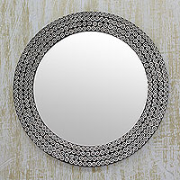 Espejo de mosaico de hierro, 'Imagen industrial' - Espejo de pared artesanal de estilo industrial de mosaico de metal