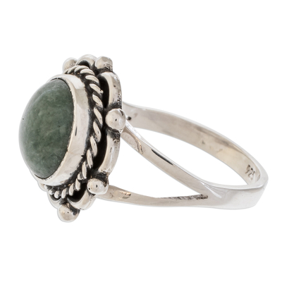 Jade cocktail ring, 'Sunrise in Antigua' - Natural Jade Cocktail Ring Crafted in Guatemala
