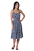 Cotton sundress, 'Garden Bliss' - Floral Printed Cotton Sundress in Cerulean from India (image 2c) thumbail