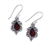 Garnet dangle earrings, 'Red Intricacy' - Sterling Silver and Garnet Dangle Earrings from India