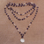 Amethyst and rose quartz long beaded pendant necklace, 'Lotus Power' - Amethyst and Rose Quartz Pendant Necklace from Bali (image 2) thumbail