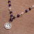 Amethyst and rose quartz long beaded pendant necklace, 'Lotus Power' - Amethyst and Rose Quartz Pendant Necklace from Bali (image 2c) thumbail