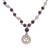 Amethyst and rose quartz long beaded pendant necklace, 'Lotus Power' - Amethyst and Rose Quartz Pendant Necklace from Bali (image 2d) thumbail
