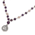 Amethyst and rose quartz long beaded pendant necklace, 'Lotus Power' - Amethyst and Rose Quartz Pendant Necklace from Bali (image 2e) thumbail
