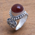 Carnelian cocktail ring, 'Incandescent Moon' - Artisan Crafted Carnelian and Sterling Silver Ring from Bali (image 2) thumbail